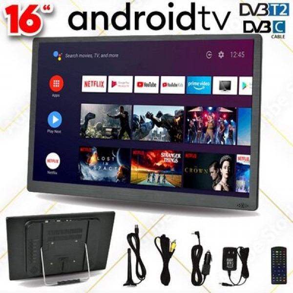 ПОРТАТИВЕН СМАРТ ANDROID ТЕЛЕВИЗОР NORTHERN CROSS NC-16AS, 12 ВОЛТА, 16 ИНЧА, ВГРАДЕНА БАТЕРИЯ, DVB-T2, USB, SD КАРТА